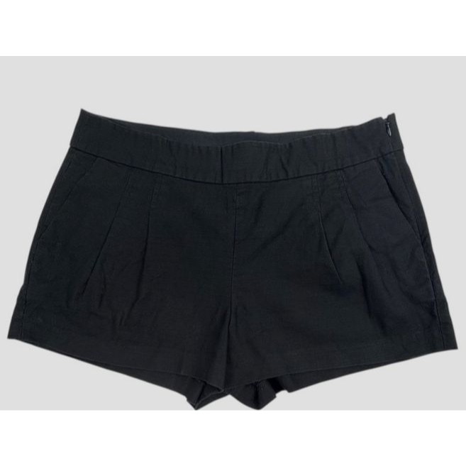 J Crew Pleated Structured Cotton Black Shorts Textured Side Zip City Chic 12